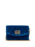 Matchesfashion.com Balenciaga - Bb Quilted Velvet Clutch - Womens - Blue