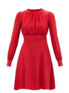 Dolce & Gabbana - Gathered Silk-cady Midi Dress - Womens - Red