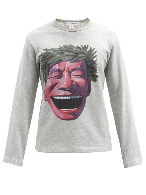 Matchesfashion.com Comme Des Garons Shirt - X Yue Minjun Laughing Caesar Cotton Sweatshirt - Mens - Grey Multi