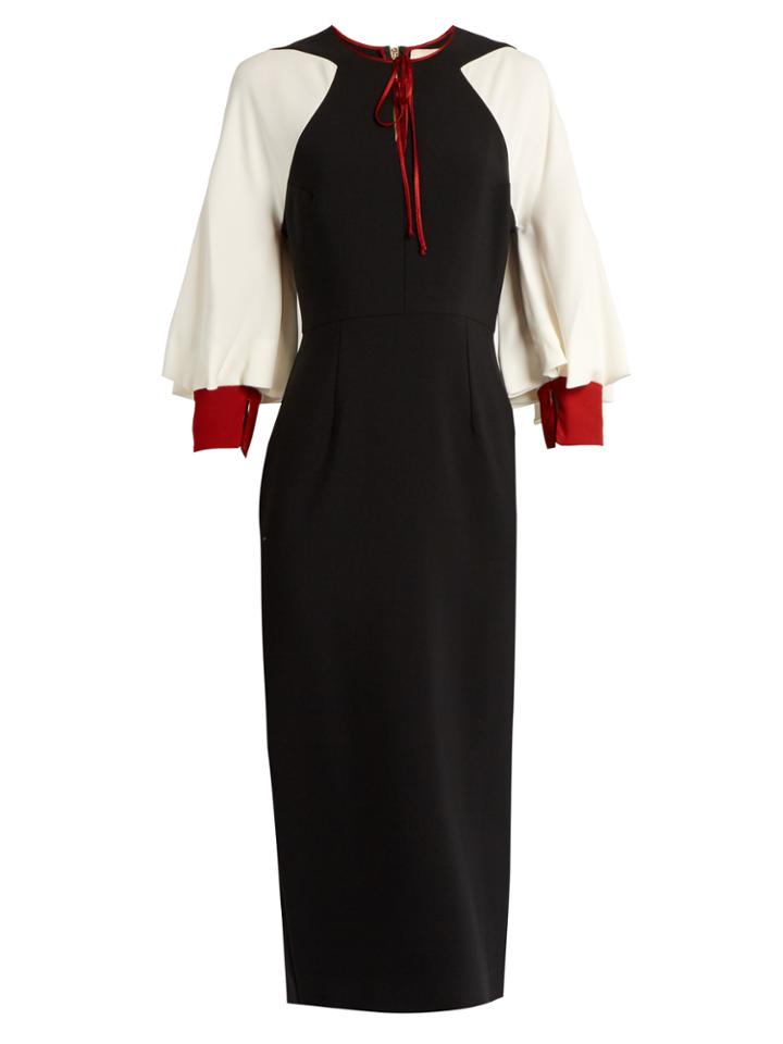 Roksanda Alten Contrast-sleeve Crepe Pencil Dress