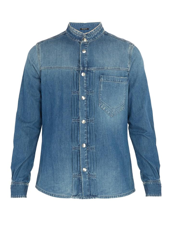 Balmain Pleated Denim Shirt