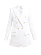 Matchesfashion.com Alexandre Vauthier - Plunge Tailored Cotton Tweed Jacket - Womens - White