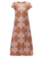 Matchesfashion.com La Doublej - Swing Scallop Print Silk Dress - Womens - Pink Multi
