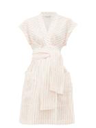 Matchesfashion.com Three Graces London - Aurora Striped Linen Wrap Dress - Womens - Cream Stripe