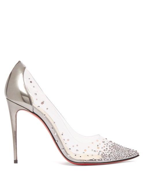 Matchesfashion.com Christian Louboutin - Degrastrass 100 Crystal Embellished Pumps - Womens - Dark Grey