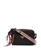 Matchesfashion.com Prada - New Vela Studded Nylon Shoulder Bag - Womens - Black Red