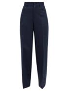 Matchesfashion.com Jil Sander - High-rise Cotton-blend Trousers - Womens - Navy