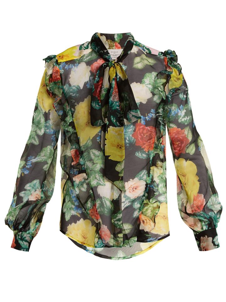 Preen By Thornton Bregazzi Billy Tie-neck Floral-print Silk-chiffon Blouse
