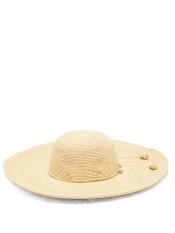 Matchesfashion.com Sensi Studio - Hippie Lady Ibiza Shell Embellished Straw Hat - Womens - Beige