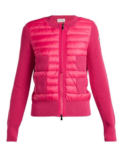 Matchesfashion.com Moncler - Wool And Quilted Shell Jacket - Womens - Pink