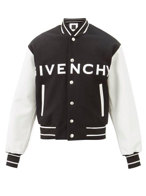 Mens Rtw Givenchy - Logo-appliqu Wool-blend Varsity Jacket - Mens - Black