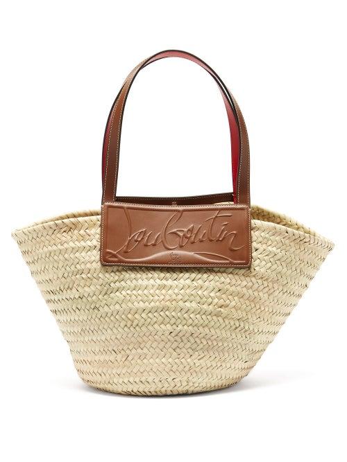 Matchesfashion.com Christian Louboutin - Loubishore Leather-trim Woven Straw Basket Bag - Womens - Tan Multi