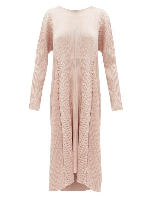 Matchesfashion.com Pleats Please Issey Miyake - Drawstring-waist Pliss Midi Dress - Womens - Light Pink