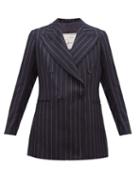 Matchesfashion.com Giuliva Heritage Collection - The Stella Pinstriped Wool Double Breasted Blazer - Womens - Navy Stripe