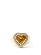 Matchesfashion.com Jade Jagger - Diamond, Yellow Sapphire & 18kt Gold Signet Ring - Womens - Yellow Gold