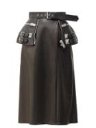 Matchesfashion.com Alexander Mcqueen - Peplum Belt Leather Skirt - Womens - Black Multi