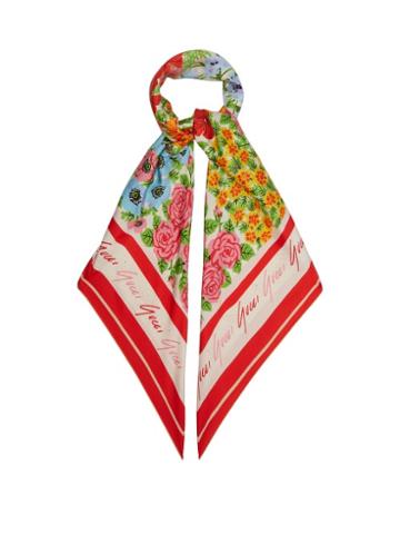 Matchesfashion.com Gucci - X Ken Scott Floral-print Silk Scarf - Womens - Multi
