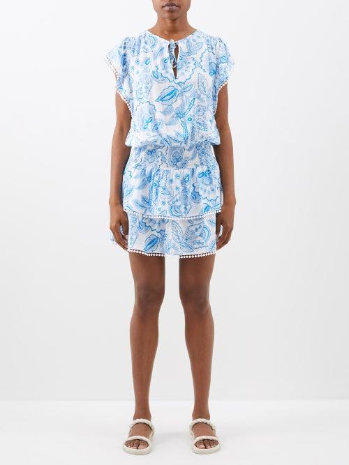 Melissa Odabash - Keri Ceramic Voile Mini Dress - Womens - Blue White