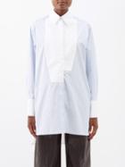 Loewe - Oversized Bib-front Cotton-poplin Shirt - Womens - White Blue