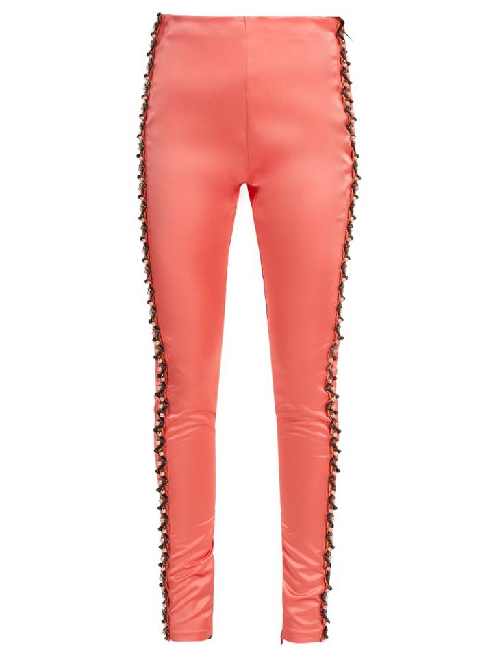 Koché Bead-embellished Side-stripe Satin Trousers