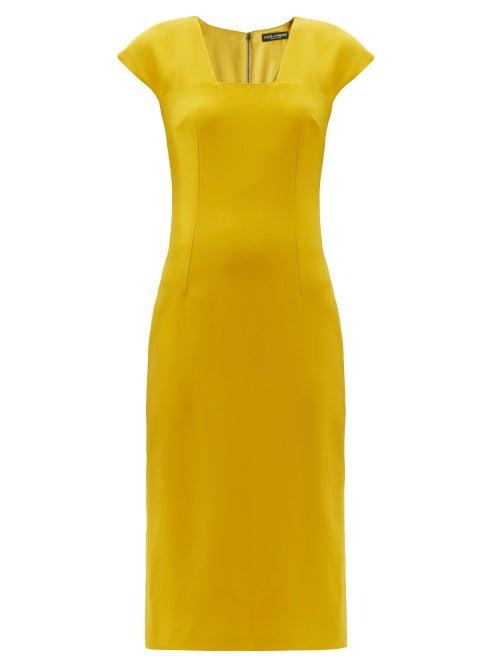 Matchesfashion.com Dolce & Gabbana - Tailored Crepe Pencil Dress - Womens - Yellow