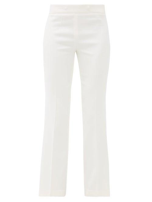 Matchesfashion.com Giambattista Valli - Flared Crepe Trousers - Womens - Ivory