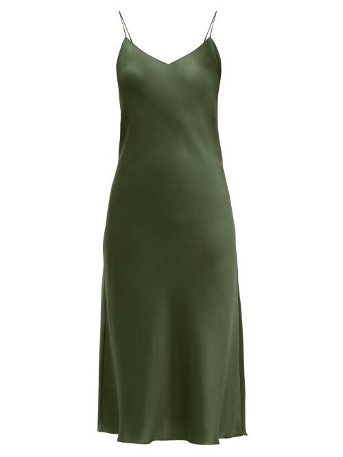 Matchesfashion.com Adriana Iglesias - Jadi Silk Blend Satin Slip Dress - Womens - Khaki
