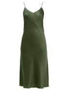 Matchesfashion.com Adriana Iglesias - Jadi Silk Blend Satin Slip Dress - Womens - Khaki