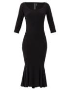 Matchesfashion.com Norma Kamali - Scoop-neck Flared-hem Jersey Midi Dress - Womens - Black