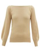 Matchesfashion.com Ryan Roche - Boat-neck Balloon-sleeve Cashmere Sweater - Womens - Beige