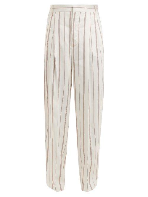 Matchesfashion.com Joseph - Linn High Waisted Wide Leg Trousers - Womens - White Multi