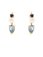 Loren Stewart Sapphire, Topaz, Pearl & Yellow-gold Earrings