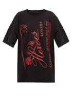 Matchesfashion.com Raf Simons X Templa - Oversized Logo Print Merino Wool T Shirt - Mens - Black