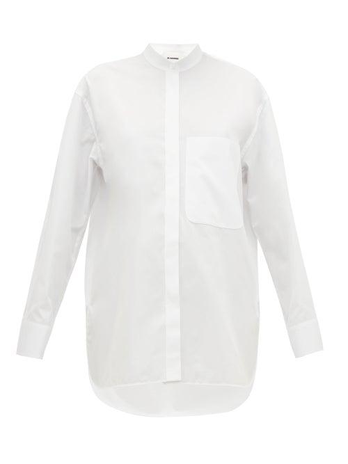 Matchesfashion.com Jil Sander - Band-collar Cotton-poplin Shirt - Womens - White