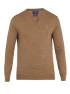 Polo Ralph Lauren V-neck Logo-embroidered Wool Sweater