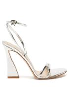 Gianvito Rossi - Sculpted-heel Mirrored-leather Sandals - Womens - Silver