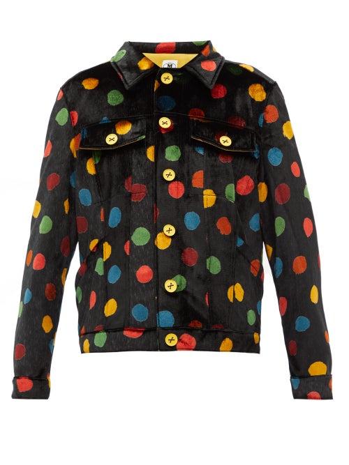 Matchesfashion.com M Missoni - Polka-dot Upcycled-velvet Shirt Jacket - Womens - Black Multi