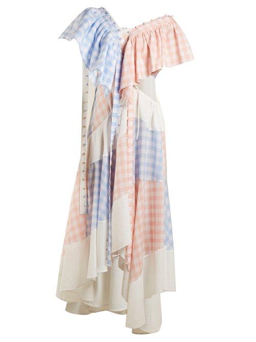 Matchesfashion.com Loewe - Gingham Patchwork Cotton Dress - Womens - Pink Multi