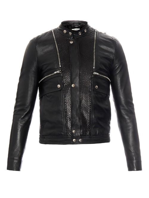 Saint Laurent Python And Leather Bomber Jacket