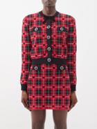 Alessandra Rich - Tartan Jacquard-knit Cardigan - Womens - Red