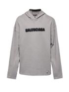 Balenciaga - Blurred-print Jersey Hooded Sweatshirt - Mens - Grey