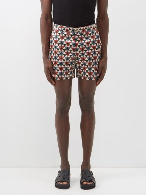 Smr Days - Pines Block-print Twill Shorts - Mens - Multi