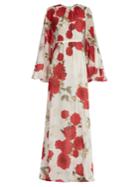 Giambattista Valli Rose-print Cape-back Silk-georgette Gown