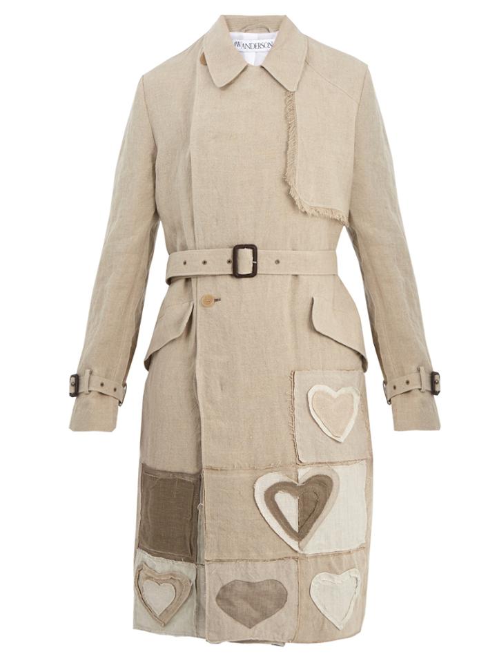 Jw Anderson Patchwork Double-breasted Linen Trench Coat