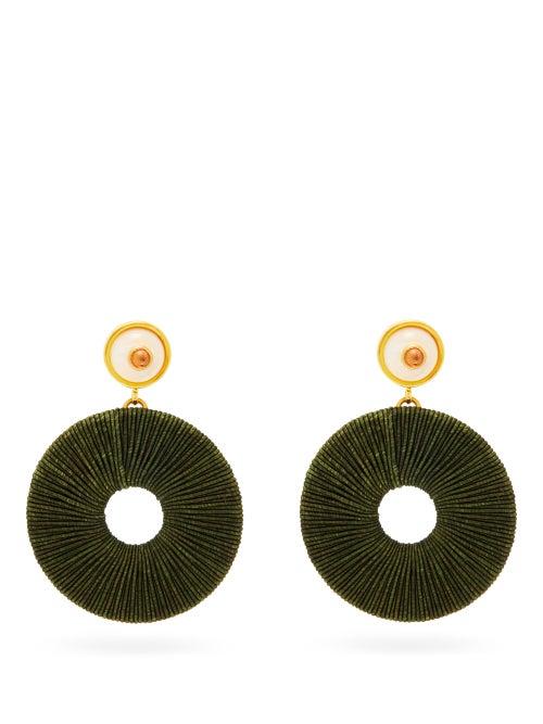 Matchesfashion.com Lizzie Fortunato - Jasper Tourmaline & Gold-plated Drop Earrings - Womens - Dark Green