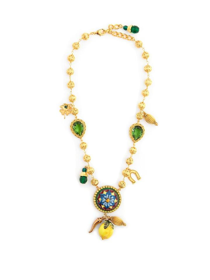 Dolce & Gabbana Lemon And Charm Embellished Necklace