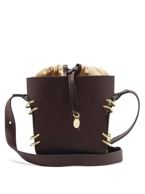 Matchesfashion.com See By Chlo - Alvy Ring-embellished Leather Bucket Bag - Womens - Burgundy