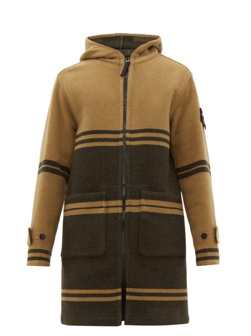 Matchesfashion.com Stone Island - Jacquard Striped Recycled Wool Blend Duffle Coat - Mens - Green Multi