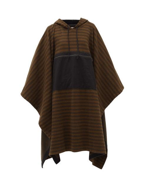 Matchesfashion.com Phipps - Striped Organic-cotton Fleece Hooded Poncho - Womens - Brown