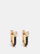 Melissa Kaye - Aria U Diamond & 18kt Gold Hoop Earrings - Womens - Black Multi
